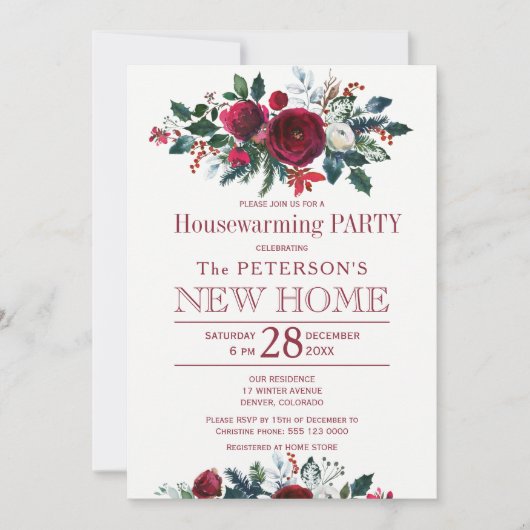 Waterverf winterpartij bloemen kaart (Voorkant)