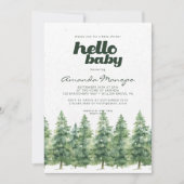 Waterverf Winterpijnbomen Sneeuw Baby shower Kaart (Voorkant)