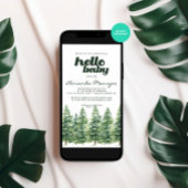 Waterverf Winterpijnbomen Sneeuw Baby shower Kaart