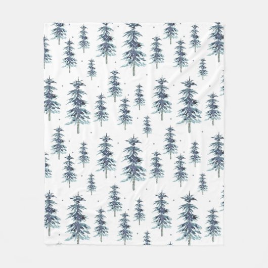 Waterverf winterpingboompatroon fleece deken (Voorkant)