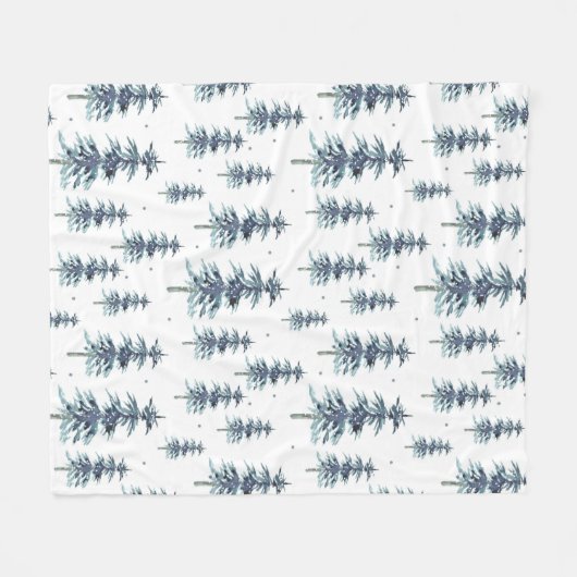 Waterverf winterpingboompatroon fleece deken (Voorkant (Horizontaal))