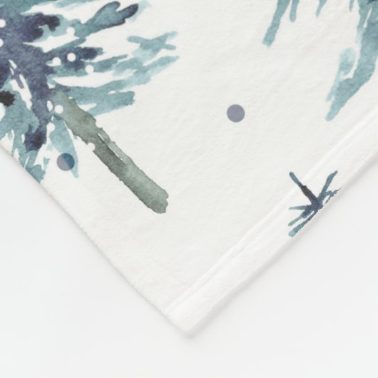 Waterverf winterpingboompatroon fleece deken (Hoek)
