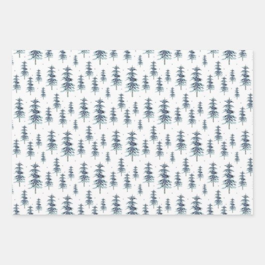 Waterverf winterpingboompatroon inpakpapier vel (Voorkant 3)