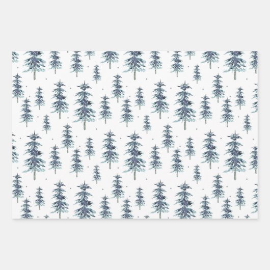 Waterverf winterpingboompatroon inpakpapier vel (Voorkant 2)