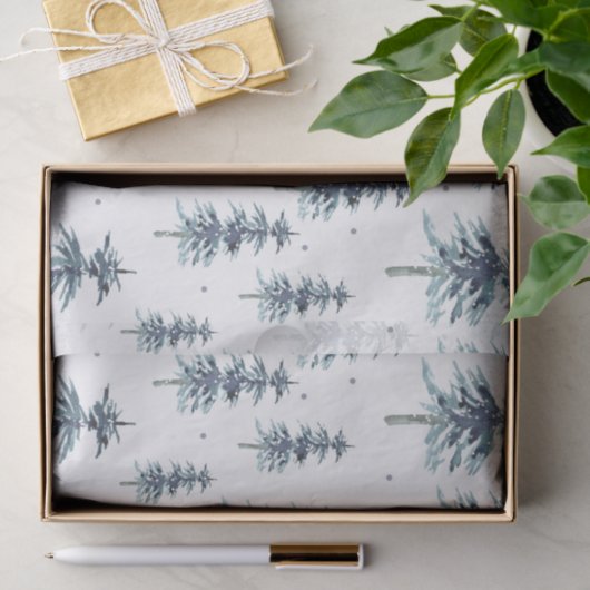 Waterverf winterpingboompatroon tissuepapier (Geschenk)