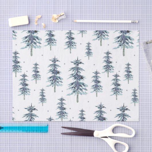 Waterverf winterpingboompatroon tissuepapier (Craft)