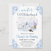 Waterverf Winterpooldieren 1e verjaardag Kaart (Voorkant)