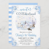 Waterverf Winterpooldieren 1e verjaardag Kaart (Voorkant / Achterkant)