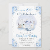 Waterverf Winterpooldieren 1e verjaardag Kaart (Voorkant)