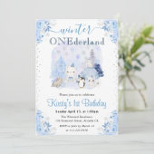 Waterverf Winterpooldieren 1e verjaardag Kaart (Staand voorkant)