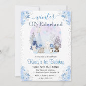 Waterverf Winterpooldieren 1e verjaardag Kaart (Voorkant)