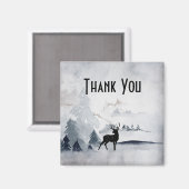 Waterverf winterrendierbijtgrijs dank u magneet (Voorkant / Achterkant)