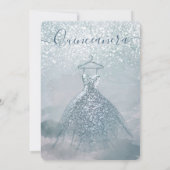 Waterverf winterscène blauwe jurk Quinceañera Inv Kaart (Achterkant)