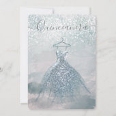 Waterverf winterscène blauwe jurk Quinceañera Kaart (Achterkant)