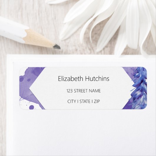 Waterverf winterscène in diepe Paarse tonen Etiket (Insitu)