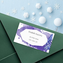 Waterverf winterscène in diepe Paarse tonen Etiket