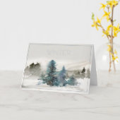 Waterverf Winterscène Kerstmis Kaart (Gele Bloem)