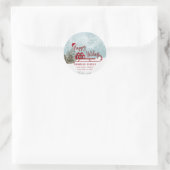 Waterverf Winterscène slee Vakantie Ronde Sticker (Tas)