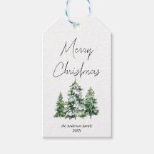 Waterverf wintersneeuw dennenbomen Vrolijk kerstfe