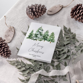 Waterverf wintersneeuw dennenbomen Vrolijk kerstfe Feestdagen Kaart