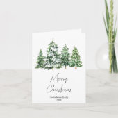 Waterverf wintersneeuw dennenbomen Vrolijk kerstfe Feestdagen Kaart (Voorkant)