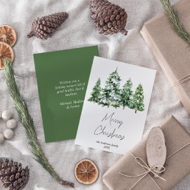 Waterverf wintersneeuw dennenbomen Vrolijk kerstfe Feestdagenkaart