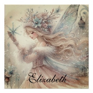  Waterverf Wintersneeuw Fairy Fantasy Art Perfect Poster
