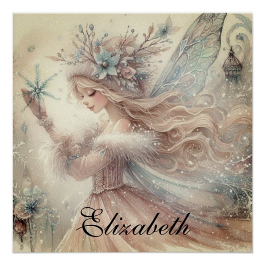 Waterverf Wintersneeuw Fairy Fantasy Art Perfect Poster (Voorkant)