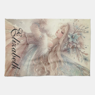 Waterverf Wintersneeuw Fairy Fantasy Art Theedoek