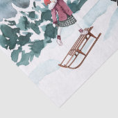 Waterverf wintersneeuw met meisje tissuepapier (Detail)