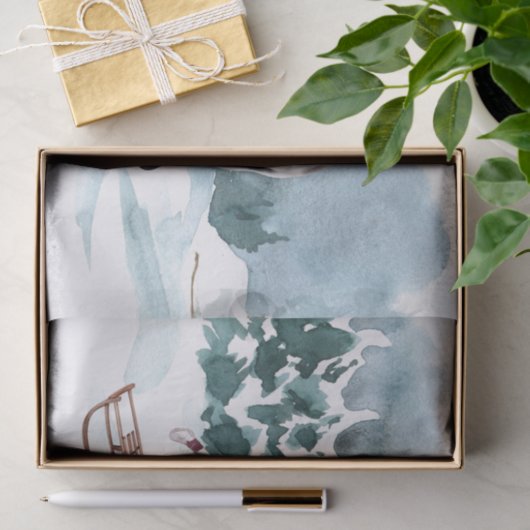 Waterverf wintersneeuw met meisje tissuepapier (Geschenk)