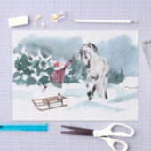 Waterverf wintersneeuw met meisje tissuepapier (Craft)