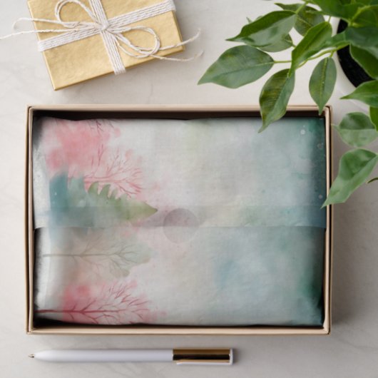 Waterverf wintersneeuwboom en hemelpatroon tissuepapier (Geschenk)