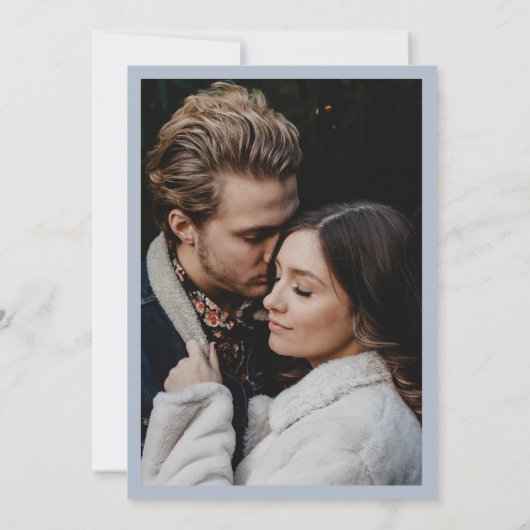 Waterverf wintersneeuwlandschap trouwfoto kaart (Achterkant)