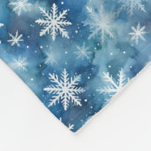 Waterverf wintersneeuwvlokken blauw achtergrond fleece deken (Hoek)