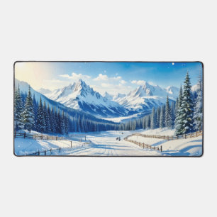 waterverf wintersport achtergrond bureau mat