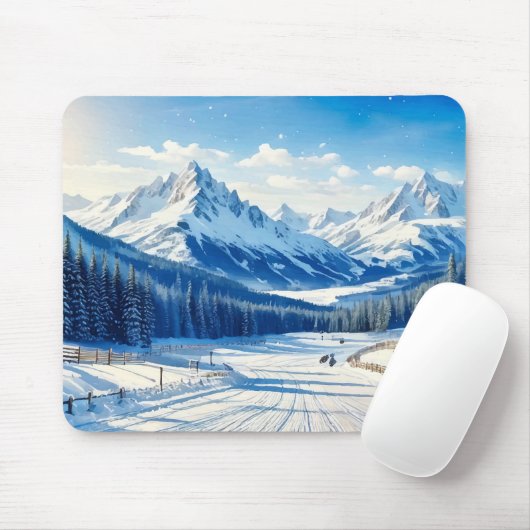 waterverf wintersport achtergrond muismat (Met muis)