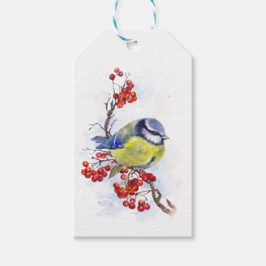 Waterverf winterstaartwalk cadeaulabel (Voorkant)