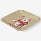 Waterverf winterteddybeer op polka dots papieren bordje (Gebogen)