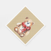 Waterverf winterteddybeer op polka dots servet (Hoek)