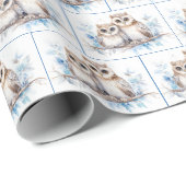 Waterverf winteruilen op tak cadeaupapier (Rol Hoek)