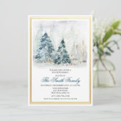 Waterverf Winteruitnodiging voor opwarming (Staand voorkant)