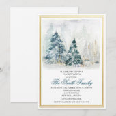 Waterverf Winteruitnodiging voor opwarming (Voorkant / Achterkant)