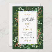 Waterverf wintervakantie bessen script save the date (Voorkant)