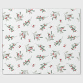 Waterverf wintervakantie botanische bessen cadeaupapier (Vlak)