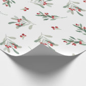 Waterverf wintervakantie botanische bessen cadeaupapier (Hoek)