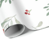 Waterverf wintervakantie botanische bessen cadeaupapier (Rol Hoek)