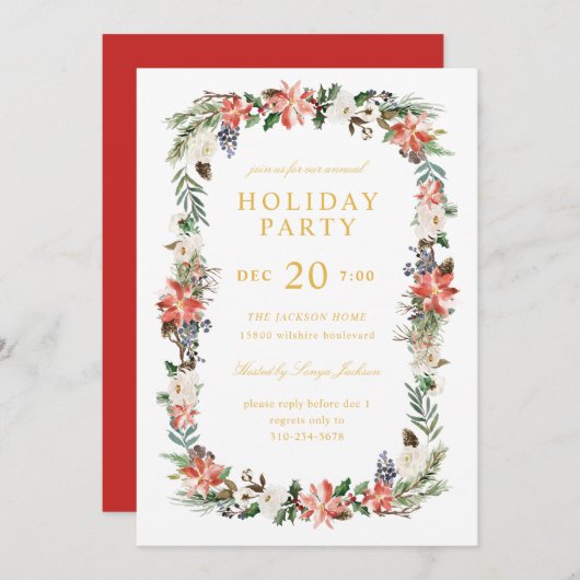 Waterverf Wintervakantie Kerstfeest Kaart (Voorkant / Achterkant)