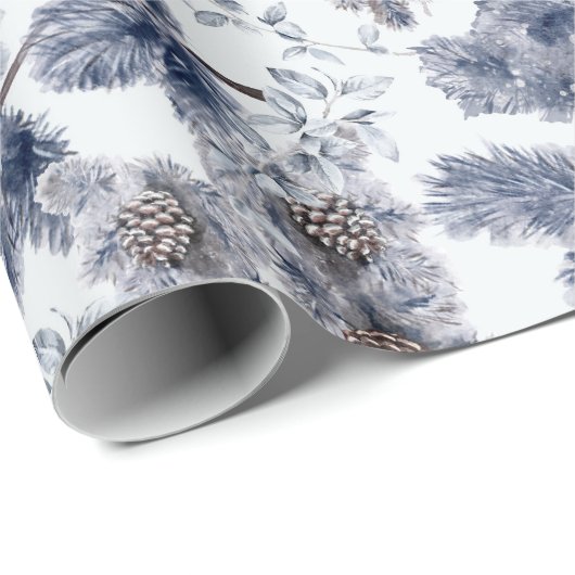 Waterverf Wintervakantie Patroon Cadeaupapier (Rol Hoek)