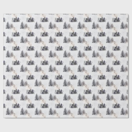 Waterverf Wintervakantie Patroon Cadeaupapier (Vlak)